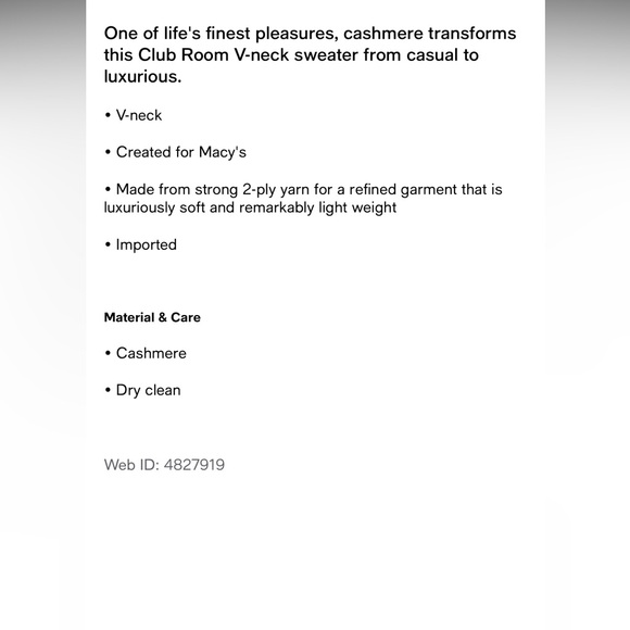 Charter Club Men’s V-Neck Cashmere Sweater - Picture 4 of 4